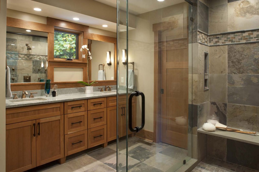 Lake Lure Master Bathroom by Allard and Roberts Interior Design, Asheville, NC